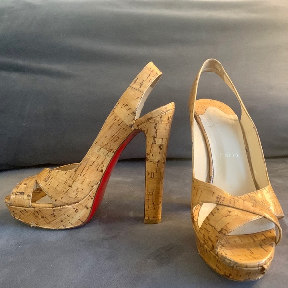 Like New Christian Louboutin One Time Collection Cork High Platform Heels - Picture 4 of 9
